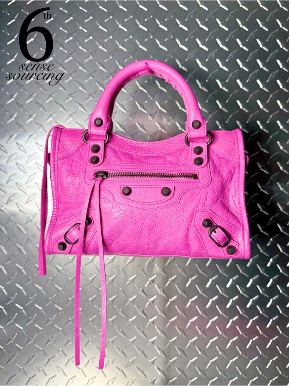 Balenciaga Mini Le City Moto Bag in Fuschia Pink